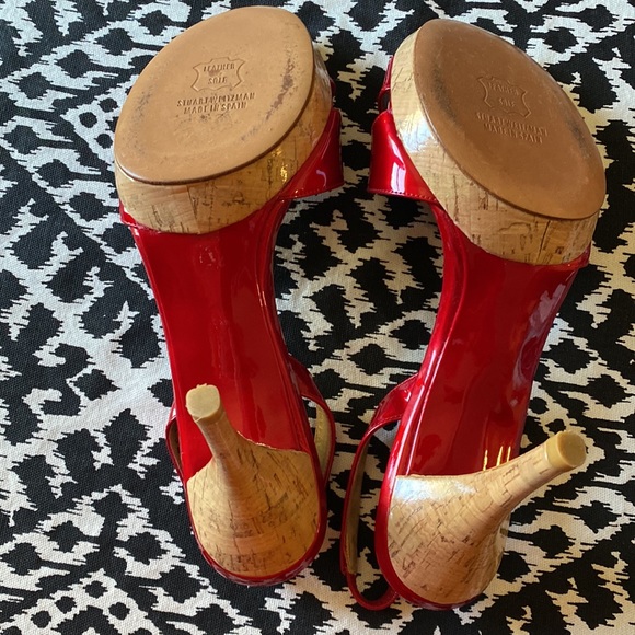 Stuart Weitzman Patent Leather Heels, Candy Apple Red Size 7.5. EUC - Picture 6 of 10
